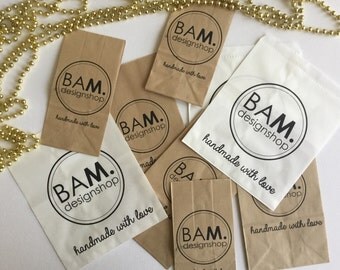 Personalised paper bag, shop logo packaging, custom branding, shop name, handmade bags, jewellery sales bag, favor bag, packing supplies