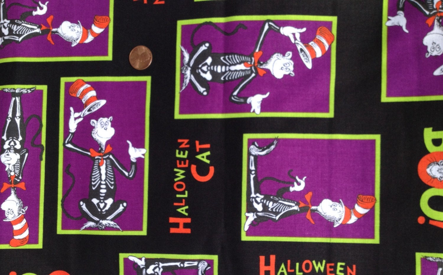CAT in the HAT by Robert KaufmanHalloween Fabric FQ/Fat QuarterBlack