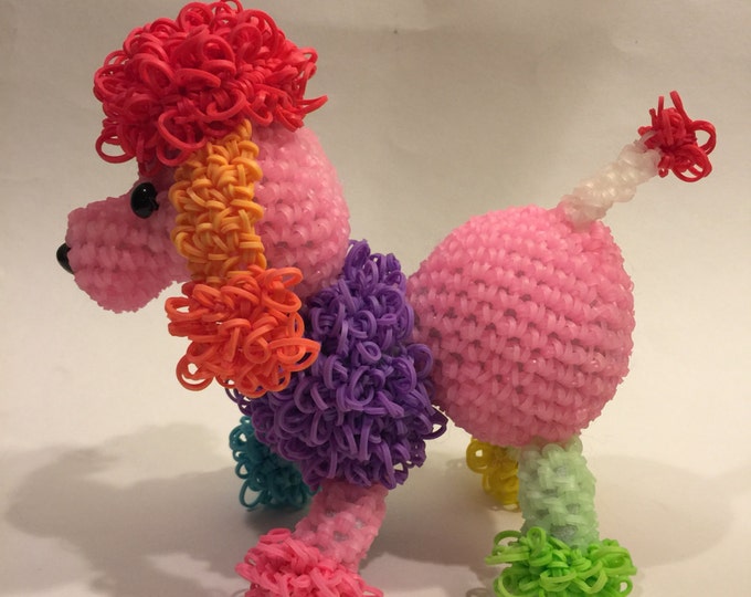 Rainbow Color Changing Poodle Rubber Band Figure, Rainbow Loom Loomigurumi, Rainbow Loom Dog
