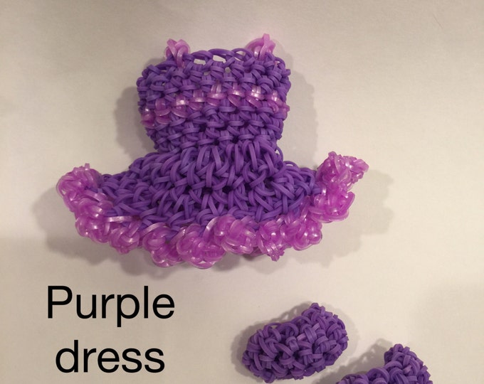 Purple dress for Dress-able Doll Rubber Band Figure, Rainbow Loom Loomigurumi, Rainbow Loom Doll