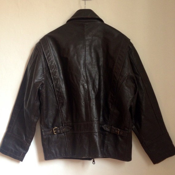 Jacket. Mens Vintage Leather Tom Wolfe Dark Brown Jacket.