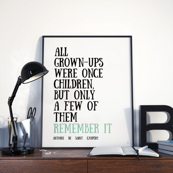 Little Prince minimalist quote print All grown ups by Emblematical