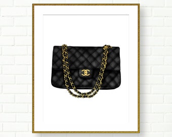 Chanel Art Print, Chanel Handbag Poster, French Decor, Vanity Wall, Office, Wardrobe, Black White, INSTANT DOWNLOAD, PRINTABLE Art, Fashion