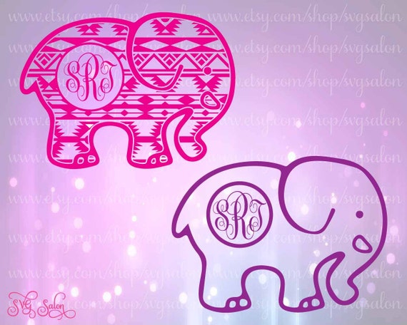 Download Aztec Elephant Circle Monogram Frame Cutting File / by SVGSalon