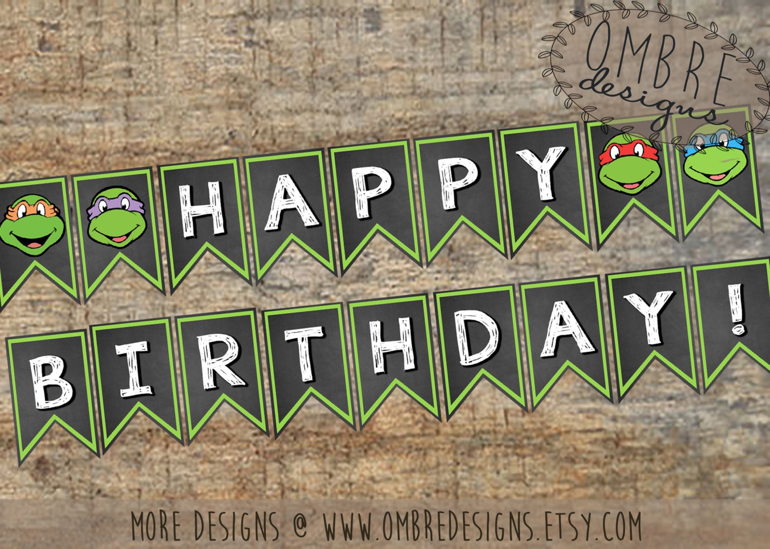 Ninja Turtle Banner TMNT Banner Ninja Turtle Birthday