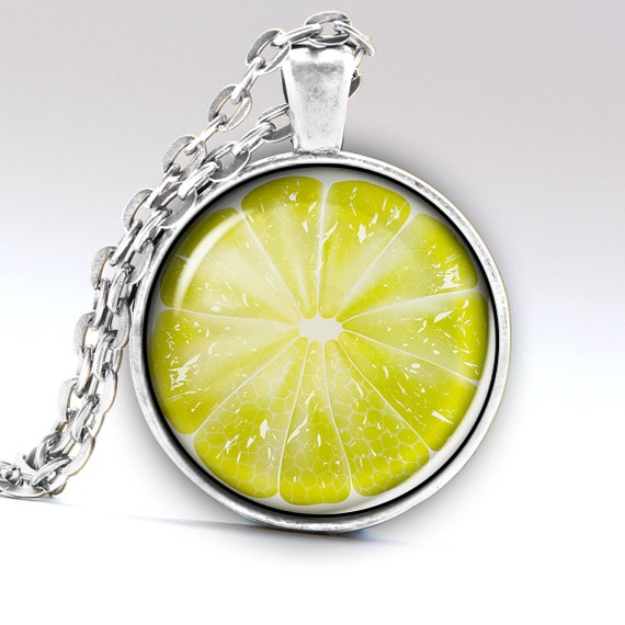 Lemon Necklace Citrus Jewelry Fruit Pendant by AimPendants on Etsy