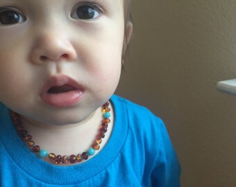Baltic Amber Teething Necklace - POLISHED COGNAC