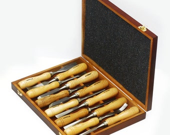 12 PCS Graver Wooden Tools Graver Knife Root Carve Wood Carving Tools Woodworking Chisel