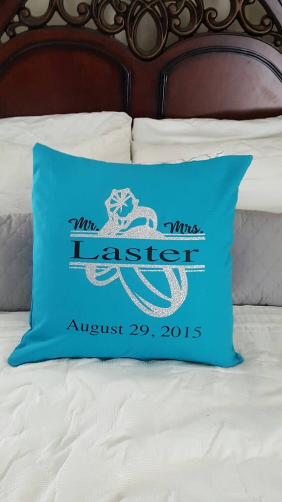 Wedding pillow personalized wedding gift by LightedTreasuresCt