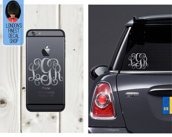 Silver Monogram Vinyl Decal for Phone, Macbook, Laptop and Car