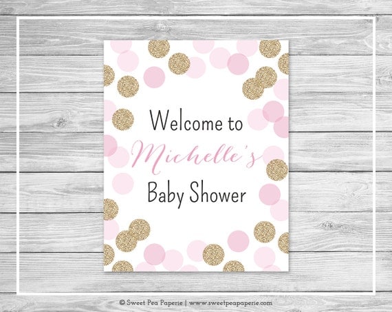 Pink and Gold Baby Shower Welcome Sign Printable Baby Shower