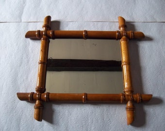 Bamboo mirror, French vintage, French décor – ancien miroir en bambou