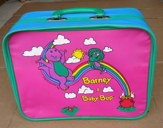 vtg 1993 Barney & friends Baby Bopkids suitcase carry on