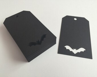 50 Handmade Bat Tags, Halloween