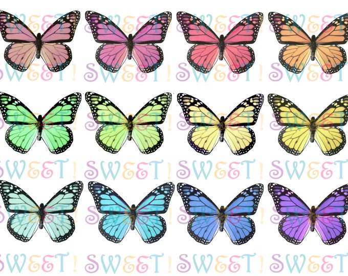 Double-Sided Edible 3-D Wafer Paper Medium Monarch Butterflies for Cakes, Cupcakes or Cookies
