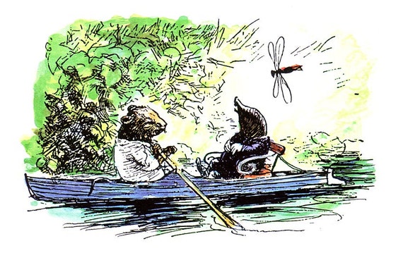 1985 wind in the willows rowing print by e h shepard