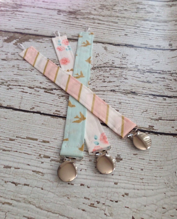 Pacifier Clips Set of 3 by OliveBebeBoutique on Etsy