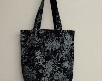 Items similar to Silver Canvas Tote Bag, Convertible Hobo, Silver Tote ...