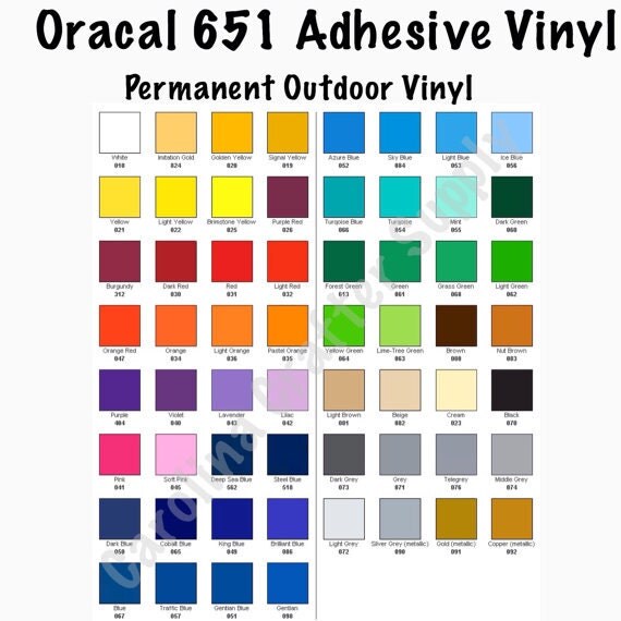 oracal 651 color pallete