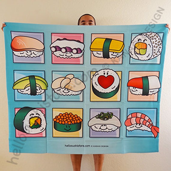 Happy Sushi Blanket Polyester Fleece Baby by HelloSushiStore