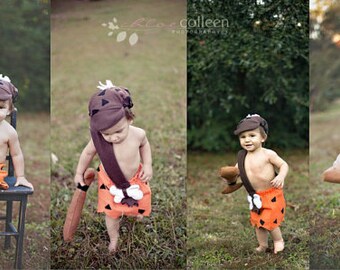 18 months - 2T Toddler Halloween Costume Bam Bam SIZE SMALL Easy On and Easy Off Quick Diaper Change Accessibilty Fast Shipping