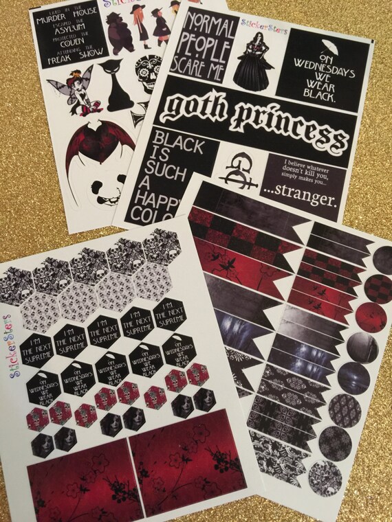 Goth Style Horror Stories Planner Layout Stickers by StickerSters