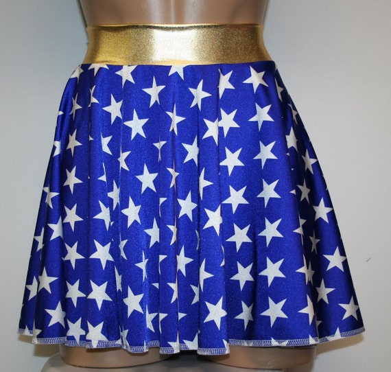 Wonder Woman Inspired Circle Skirt Gold or Red Stripe by TrinaWear