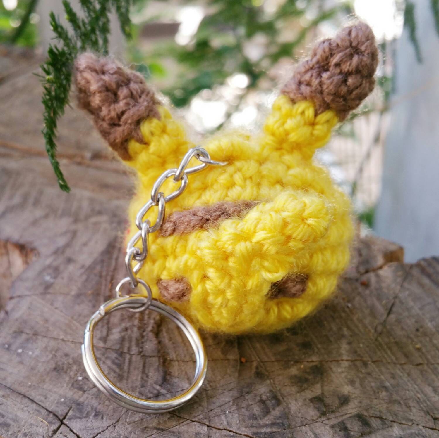 Pikachu Amigurumi Charm Pokemon Keychain by PocketFullofCharms