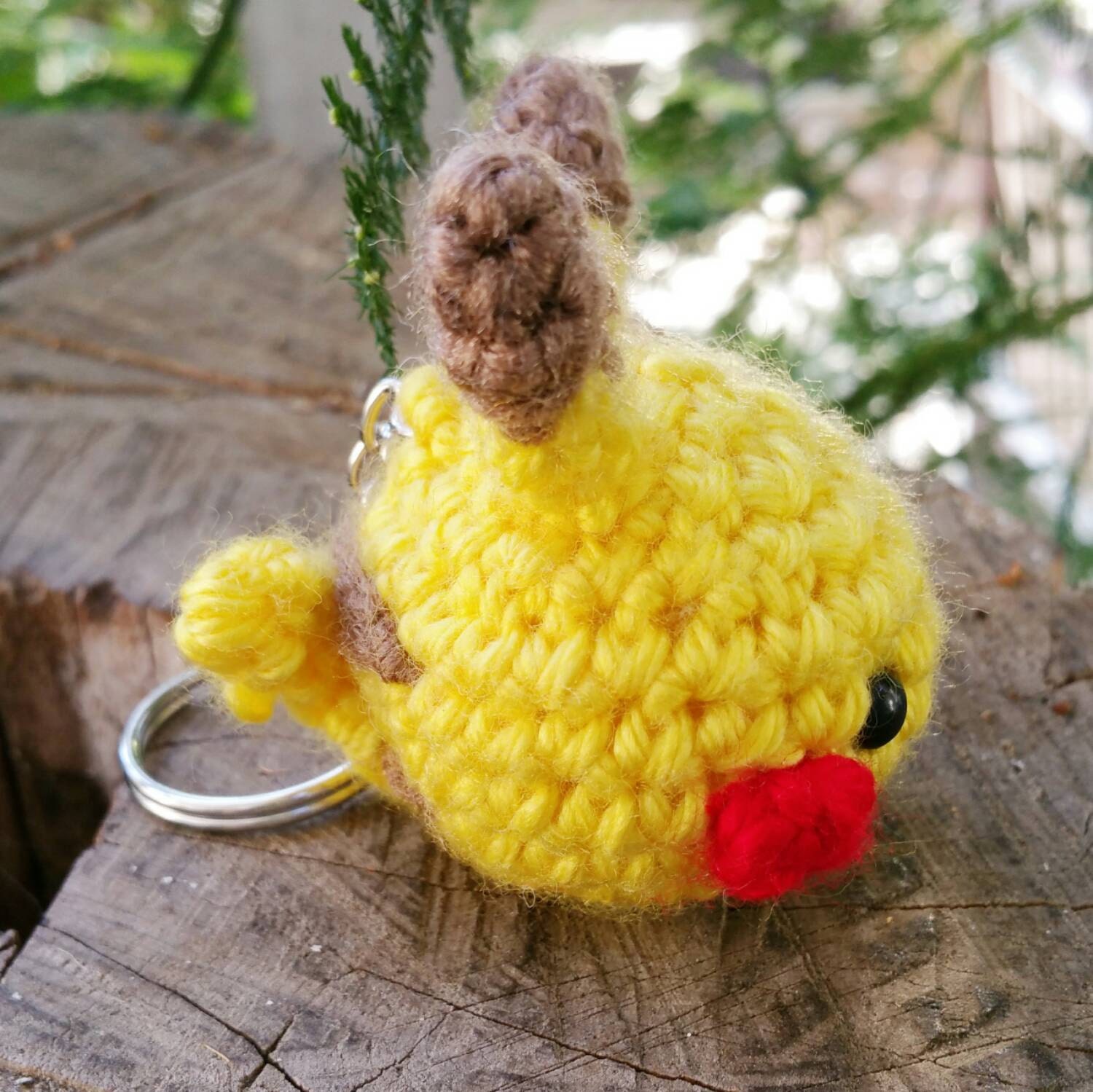 Pikachu Amigurumi Charm Pokemon Keychain by PocketFullofCharms