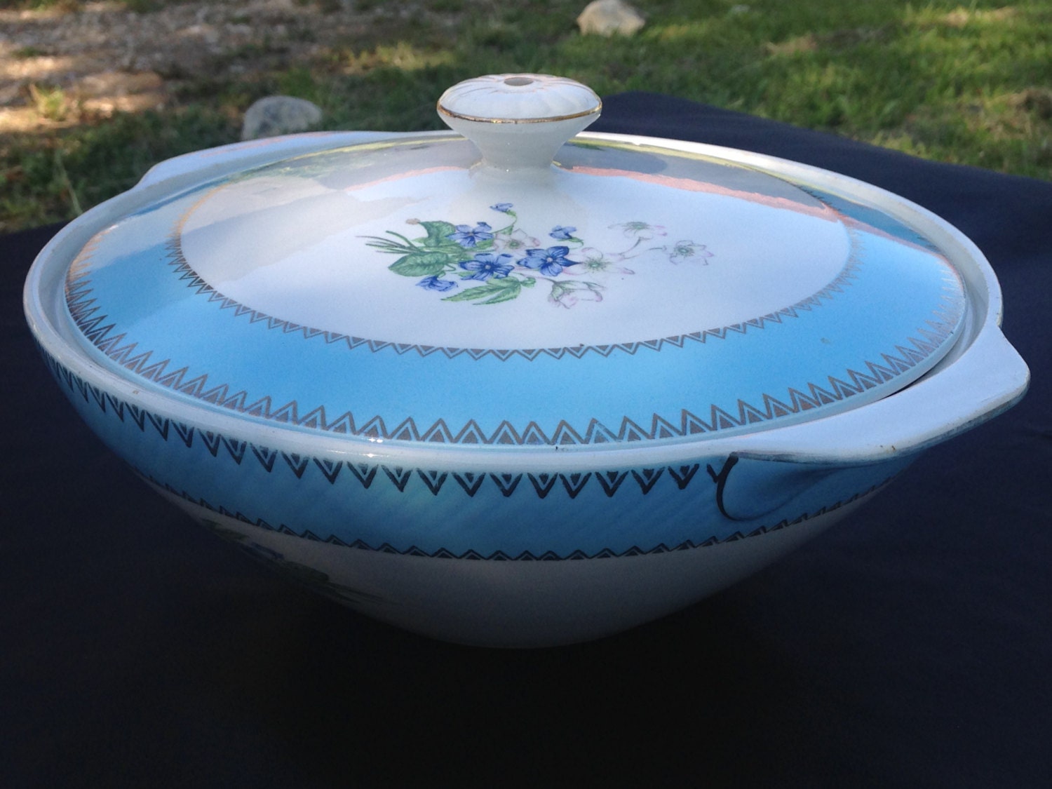 French Vintage Soup Tureen//Antique Serving Dish//Badonviller Porcelain