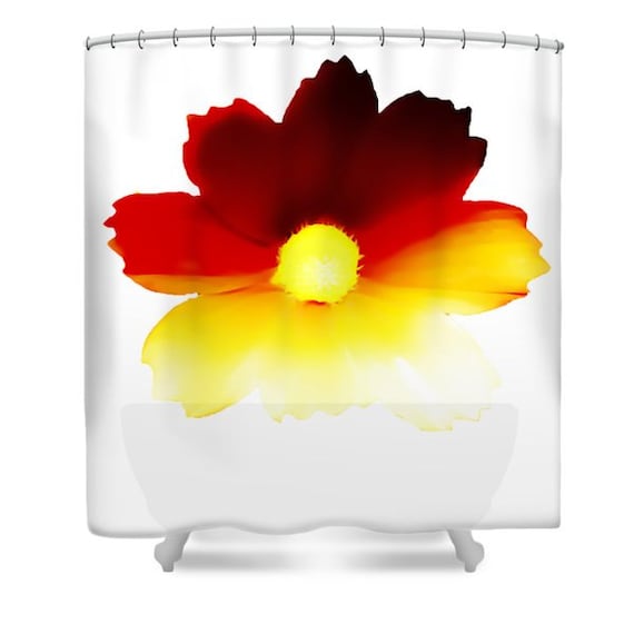 Sunset Flower Shower Curtain,Sunset Boho Curtain,Red Yellow Flower ...