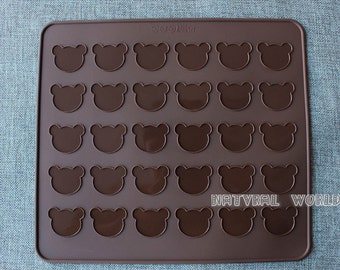 30 hole Bear Macaron Silicone Mat, 26*29cm Silicon Mat, Macaron Mat ,Christmas bakeware,Muffins Almond round cakes tools
