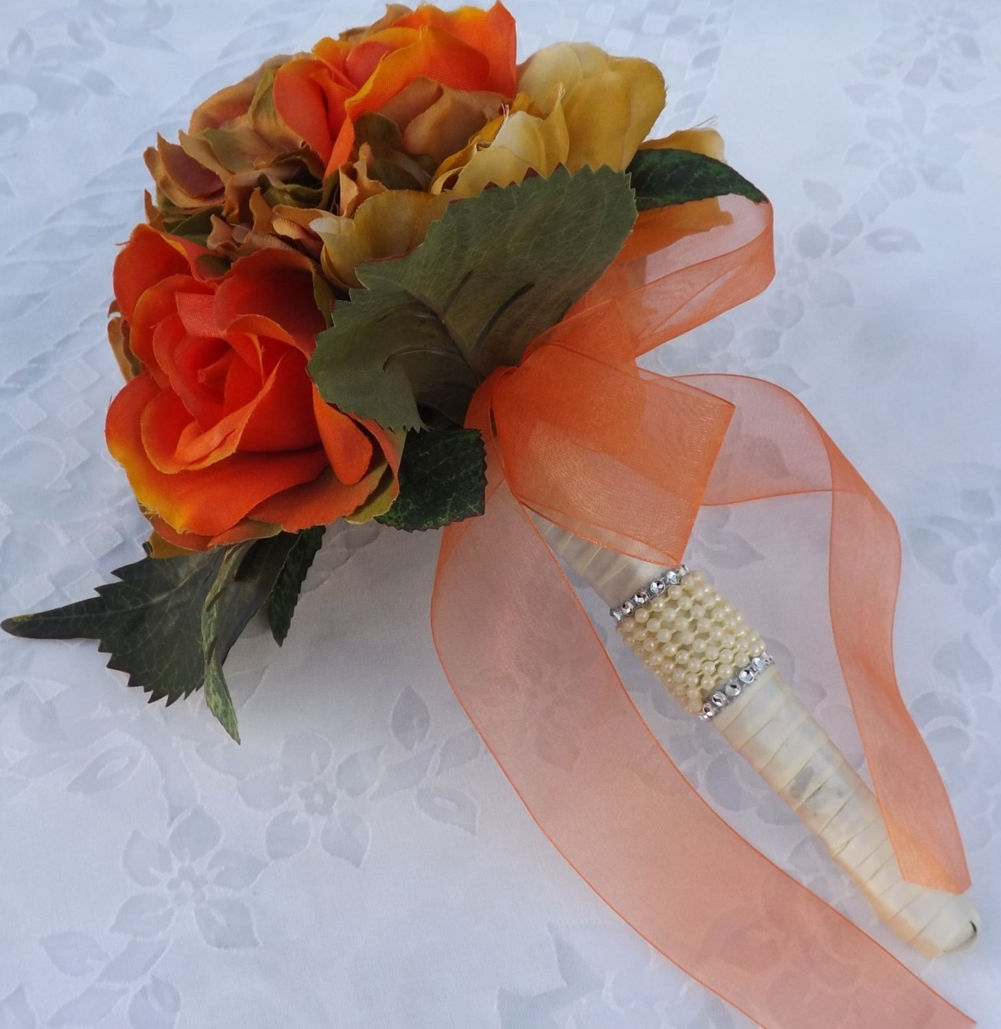 wedding bridal bouquet burnt orange roses