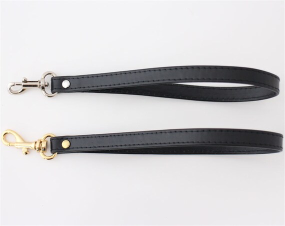 Black leather Wristlet Strap with Swivel Snap Hook by ANJESYdesign