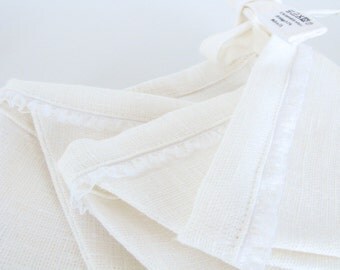 Fabric Flag Banner / Pennant / Bunting / Ivory White / Lace