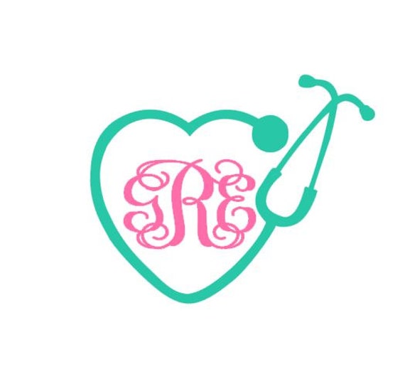 Monogram Stethoscope Svg Layered SVG Cut File