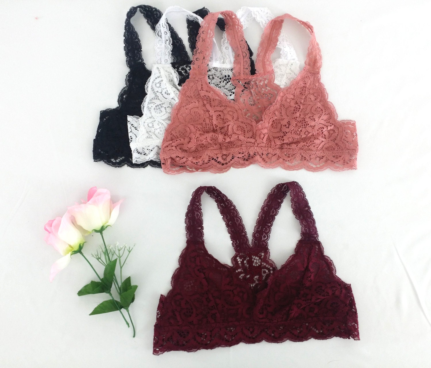 Racerback Lace Bralette Bustier Bra Top Sheer un padded by VUTIQ