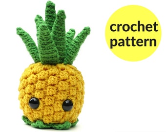 Pineapple amigurumi pattern - kawaii pineapple, fruit amigurumi, cute crochet pineapple, cute stuffed animal, crochet pattern