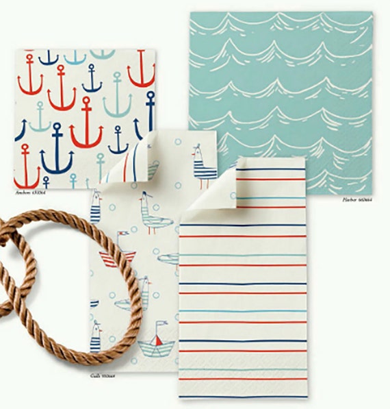 Beach Party Nautical Napkins Paper Napkins by thepartiesthatpop