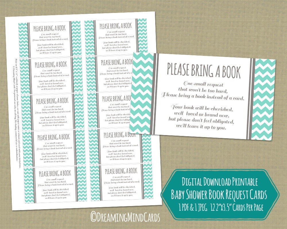 Book instead of Card Request for Baby Shower Inserts Printable