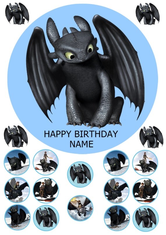 TOOTHLESS HOW TO train your dragon 7.5 round edible