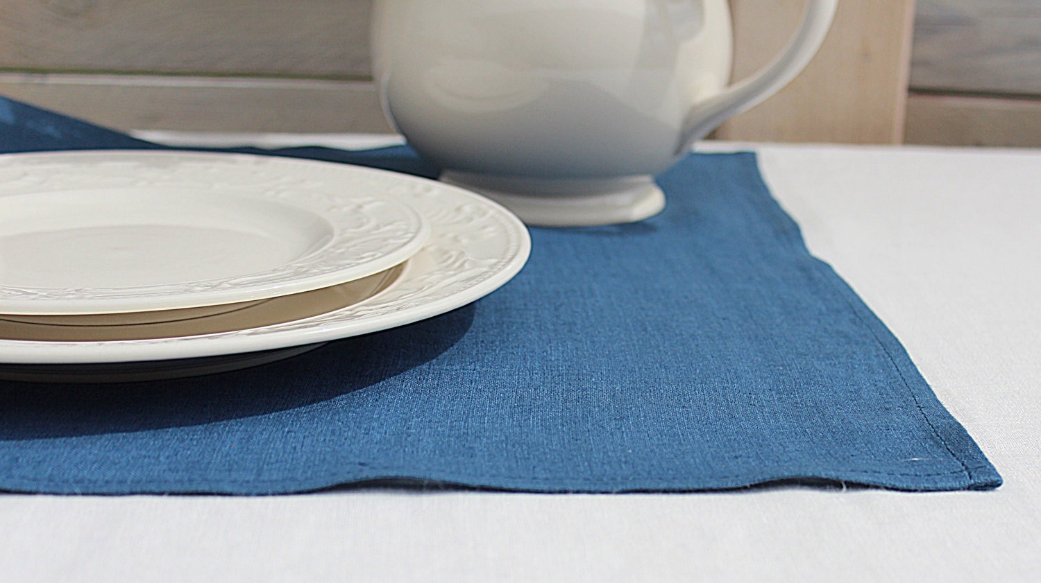 Steel blue linen napkins / Set of 12 / Washed linen napkins