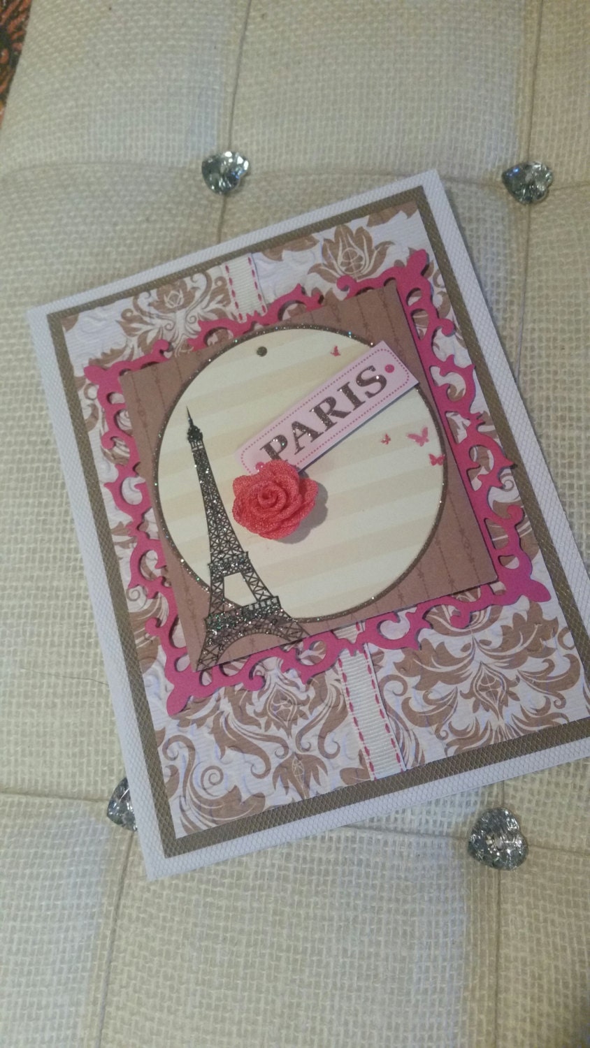 Rose Themed Cards | paris rose themed card eiffel tower hand made blank card Rose Themed Cards | paris rose themed card eiffel tower hand made blank card
