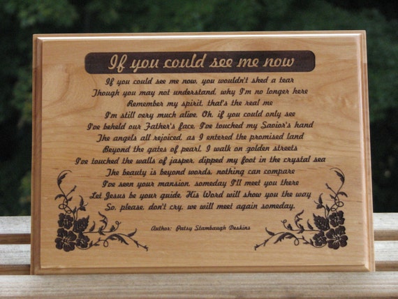 Laser Engraved Wood Plaque Sympathy Condolence gift