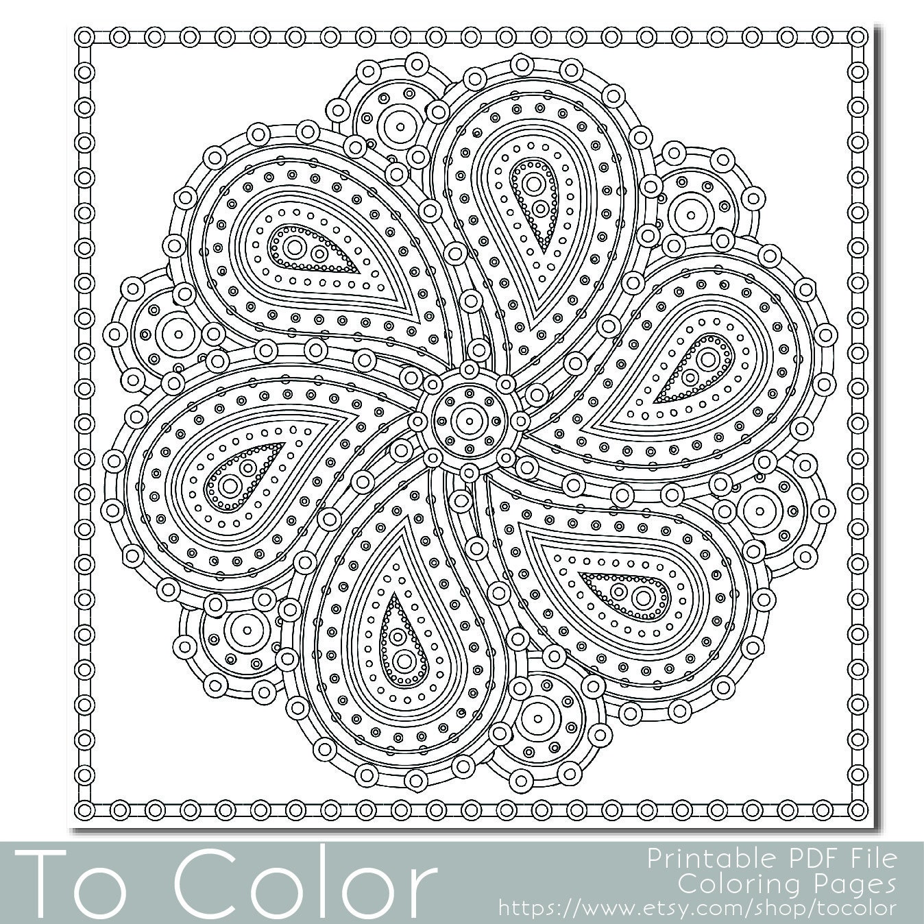Paisley Coloring Sheet Coloring Page for Adults Paisley