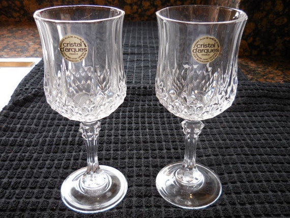 Vintage Genuine Lead Crystal Glasses France Etched Crystal 7557