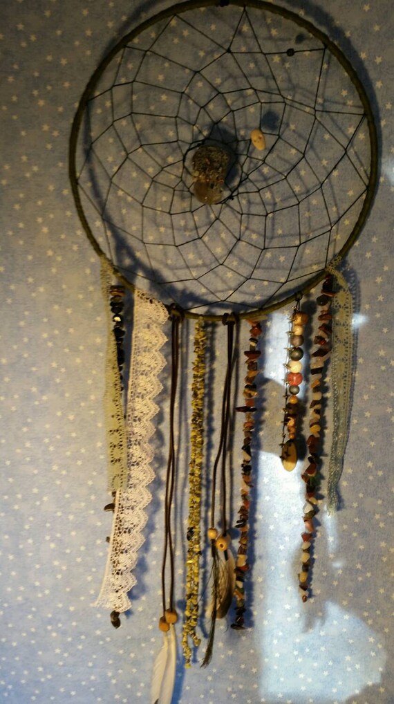 Green Wire Wrapped Agate Dream Catcher