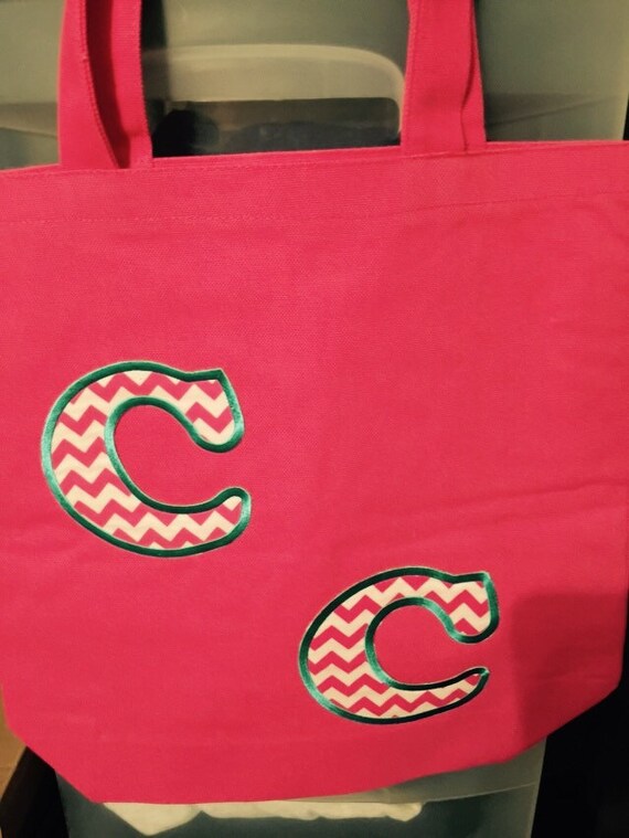 Tote bag with monogrammed pocket & has your by ShareWithPennies