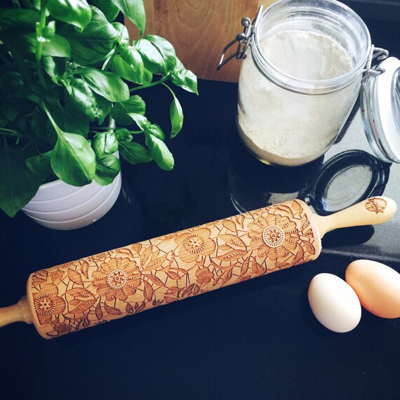 flowers cooking rolling pin