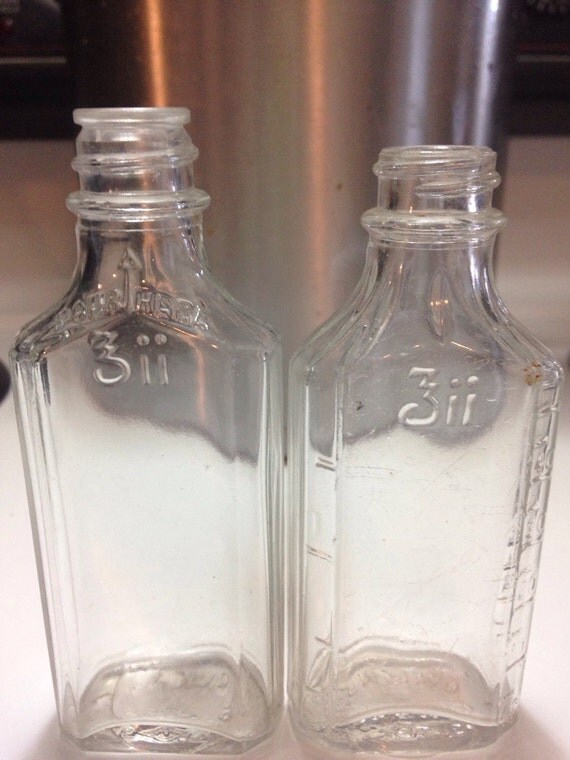 2 owens glass medicine bottles 3ii